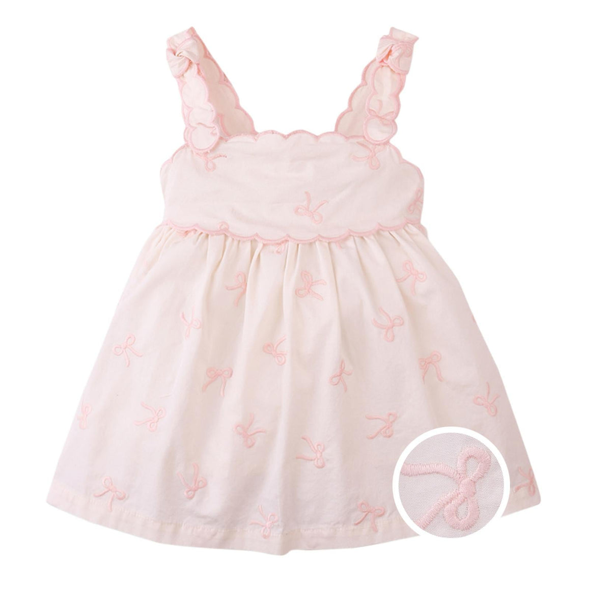 Pink Embroidered Bow Infant Sundress
