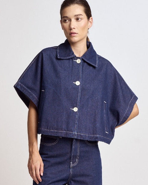 Indigo Batwing Oversized Shirt