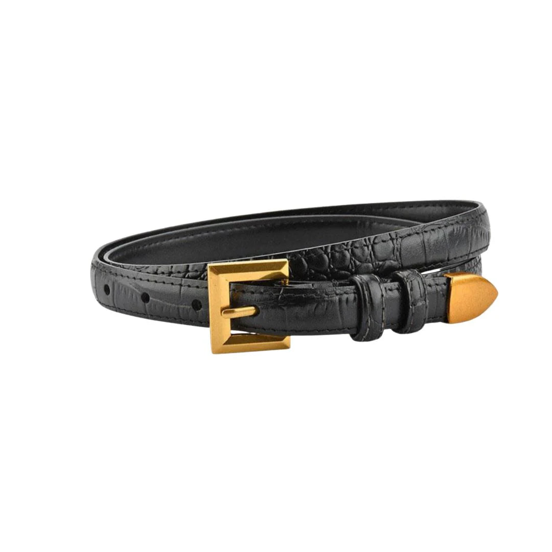 Empire Vegan Alligator with Gold Buckle and Tip