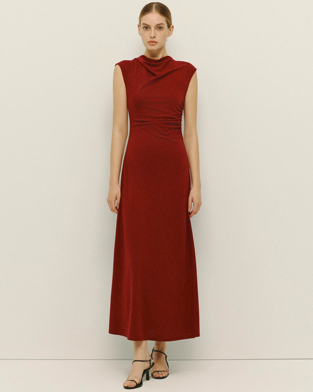 Celin Bordeau Knit Midi Dress