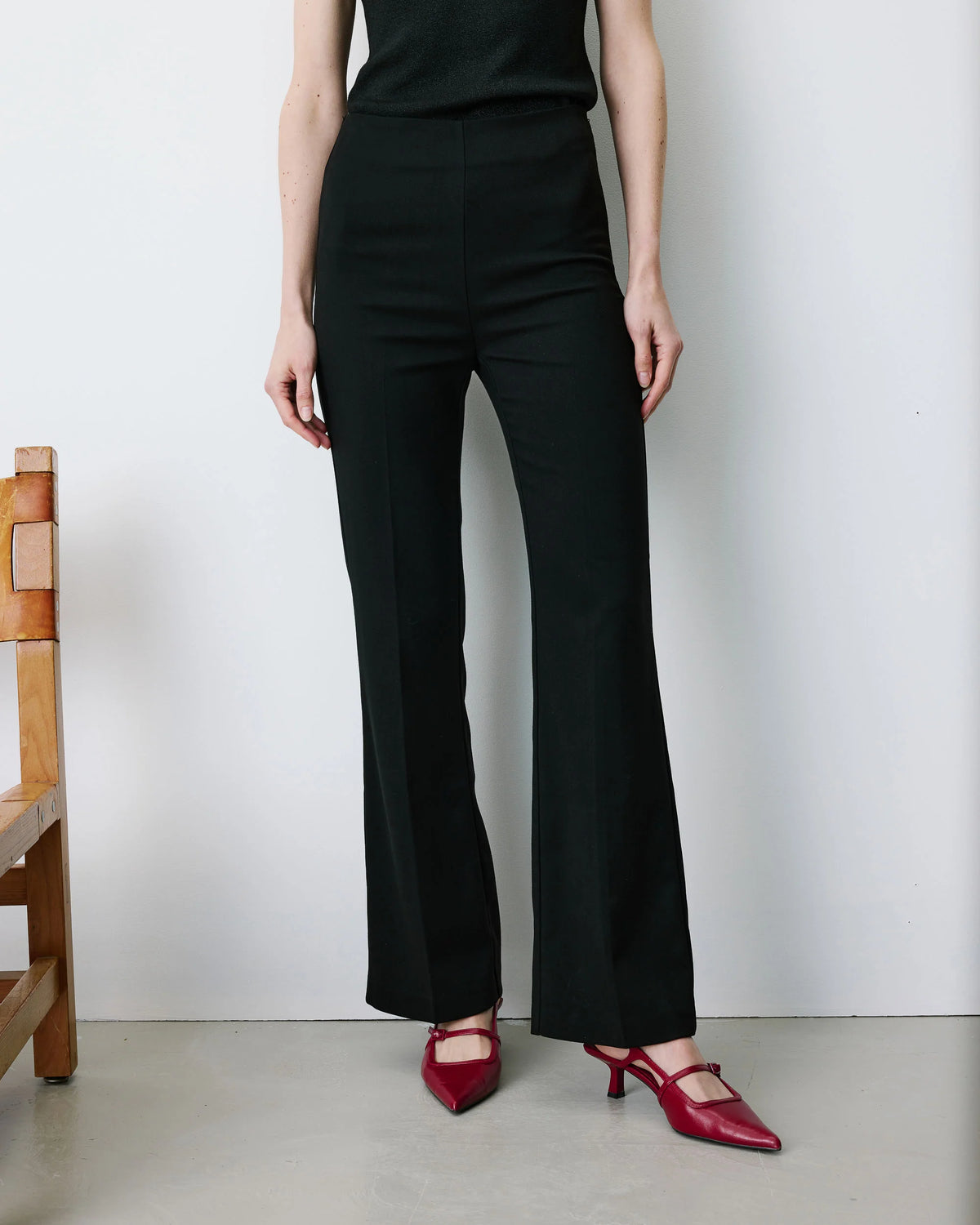 Black Taylored Ponte Flair Pant