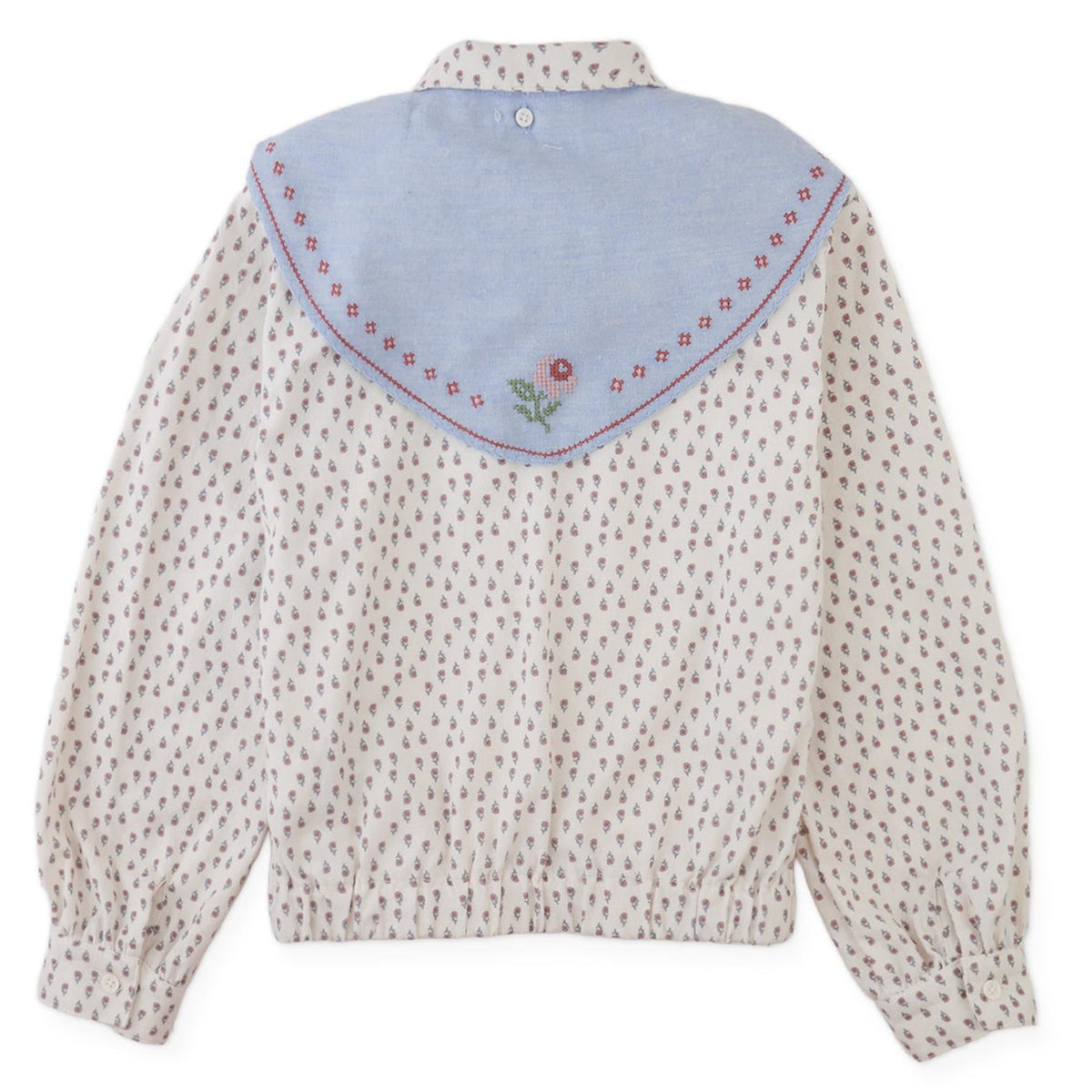 Cream Posey Blouse with Embroidered Scarf