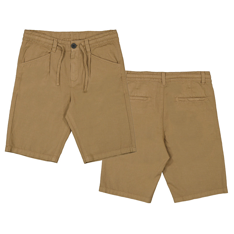 Boy's Camel washed Twill Drawstring Short