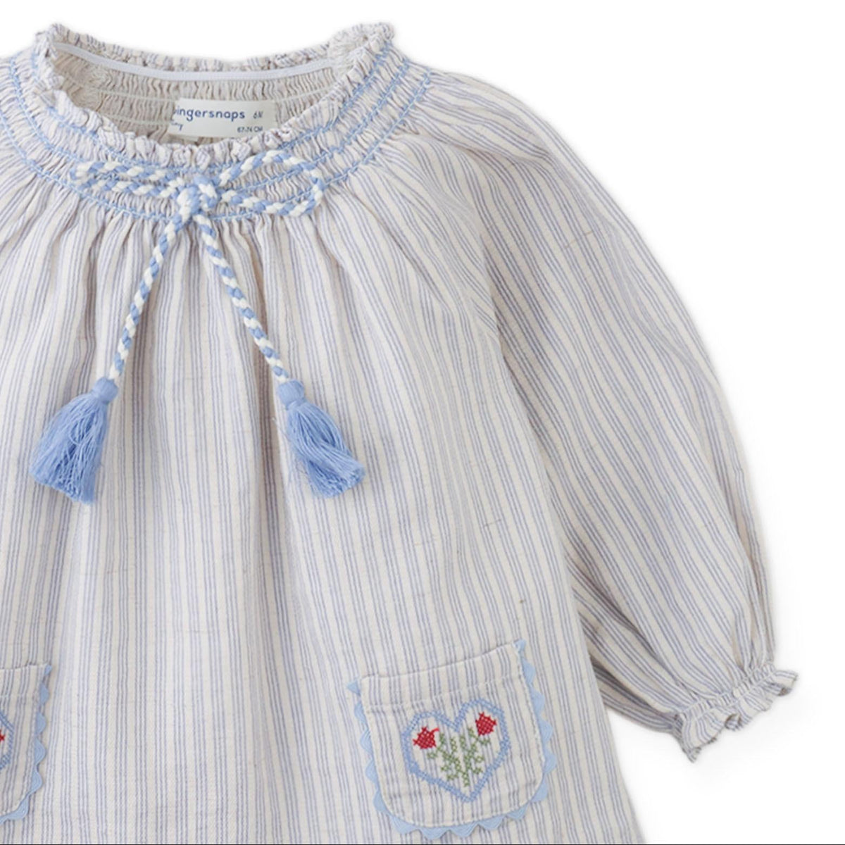 Ivory Blue Ticking Infant Blouse