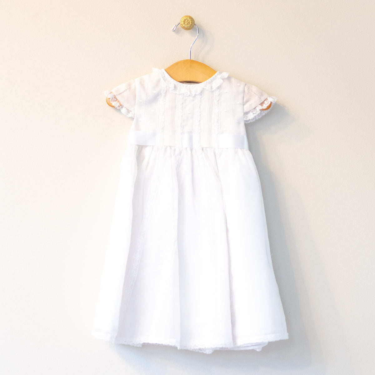 Girl's Silk Organza and Lace Cap Sleeve Infant Dress