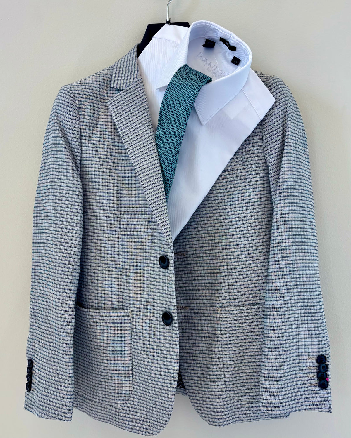 Boy's Tan/Navy Check Blazer