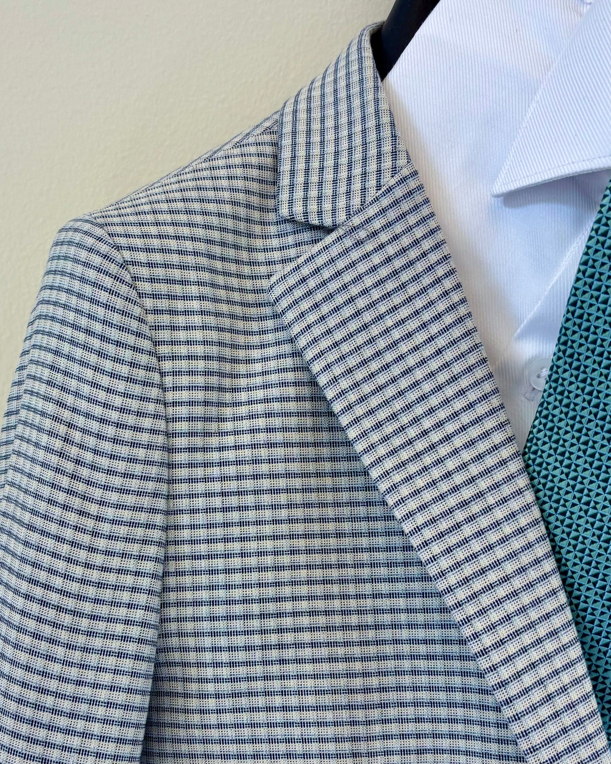 Boy's Tan/Navy Check Blazer
