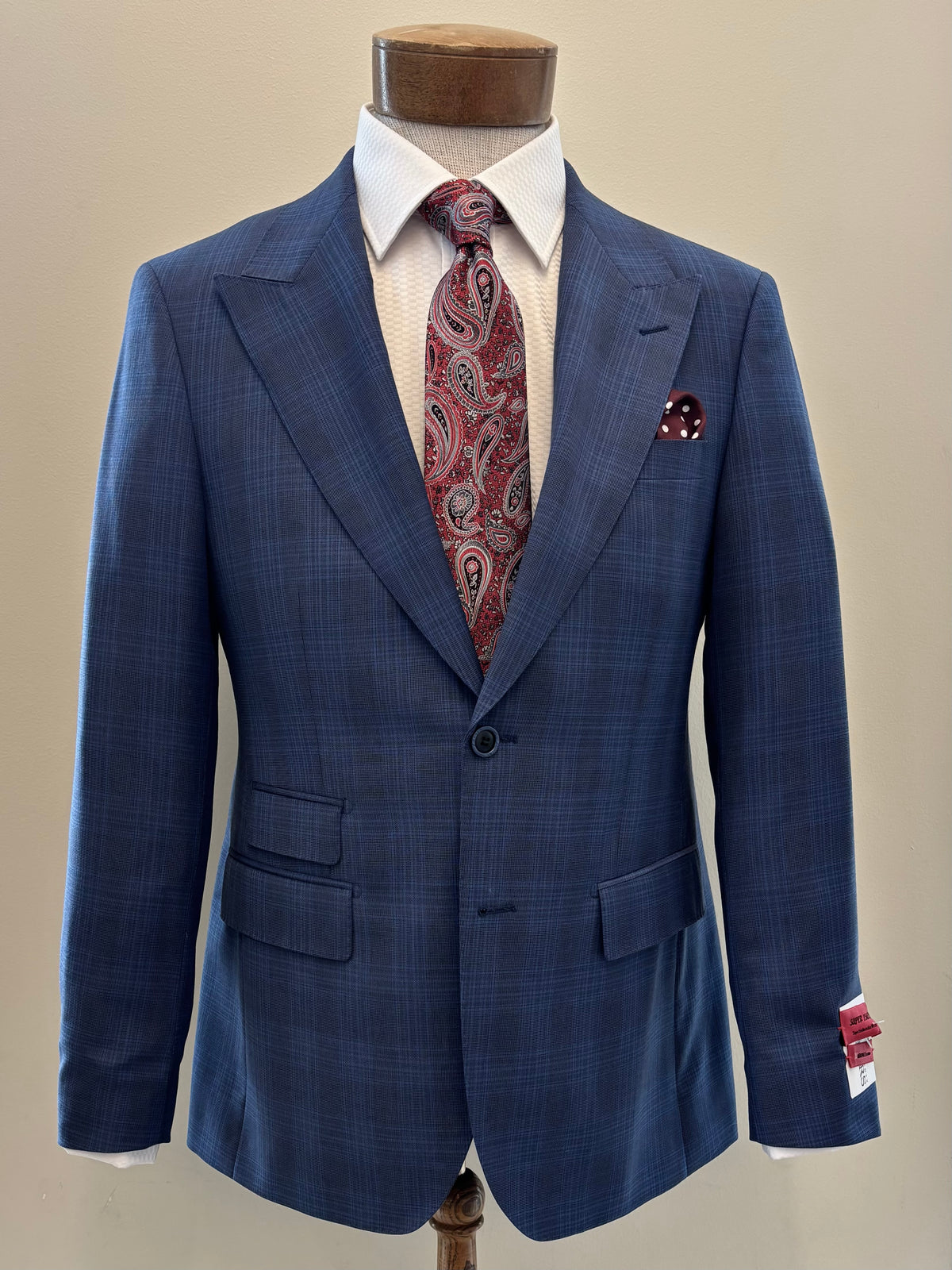 Men's Mid Blue Plaid Suit MA