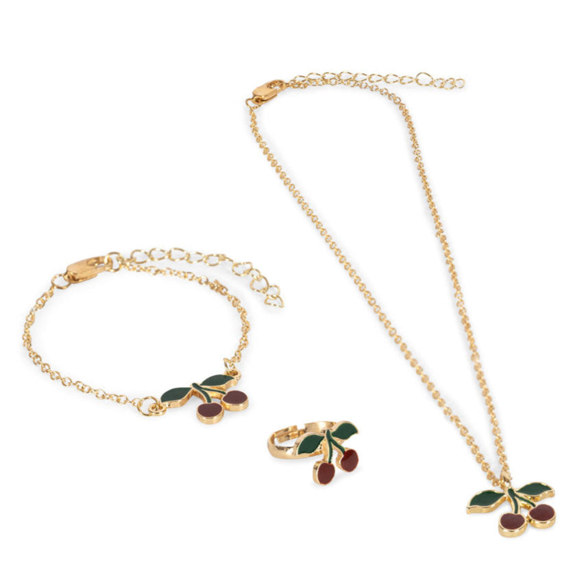Girl's Cherry Enamal Jewelry Set