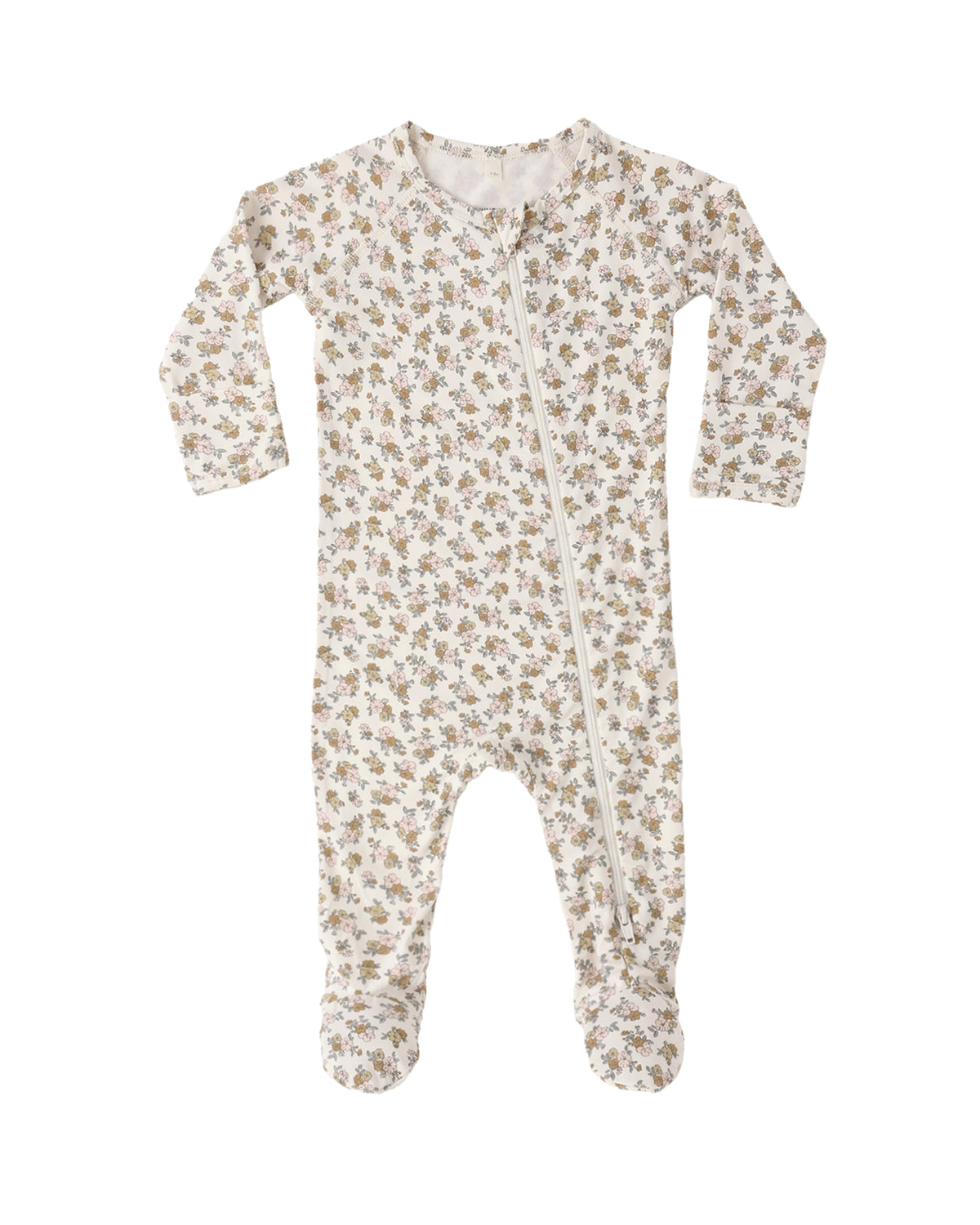Bamboo Pink Rust Floral Zip Footie