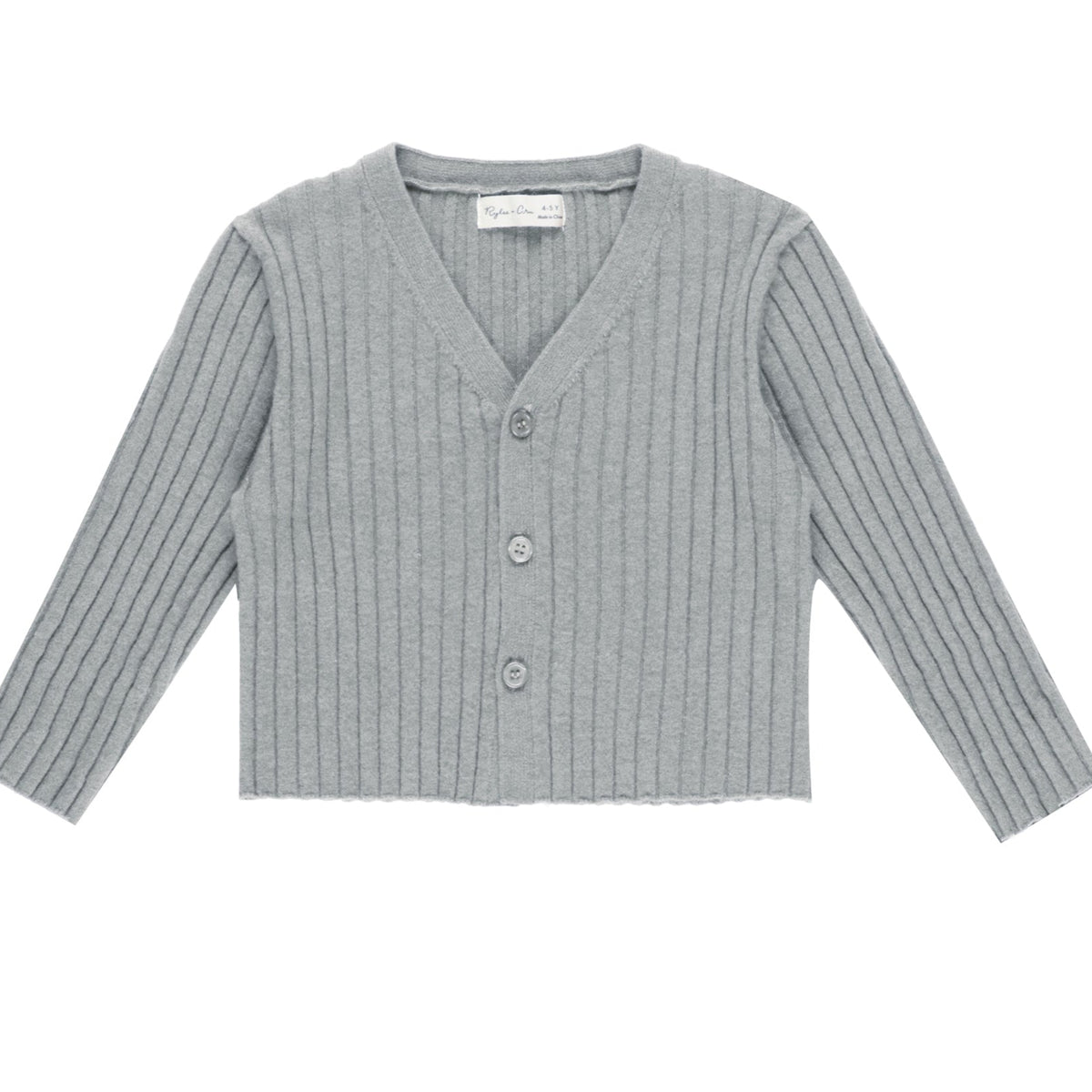 Girl's Rylee & Cru Dusty Blue Rib Cardigan