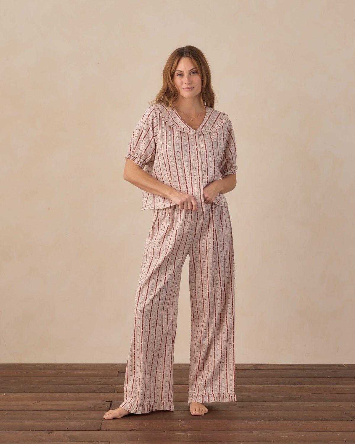 Rylee & Cru Women's Candy Cane Ruffle Pajamas