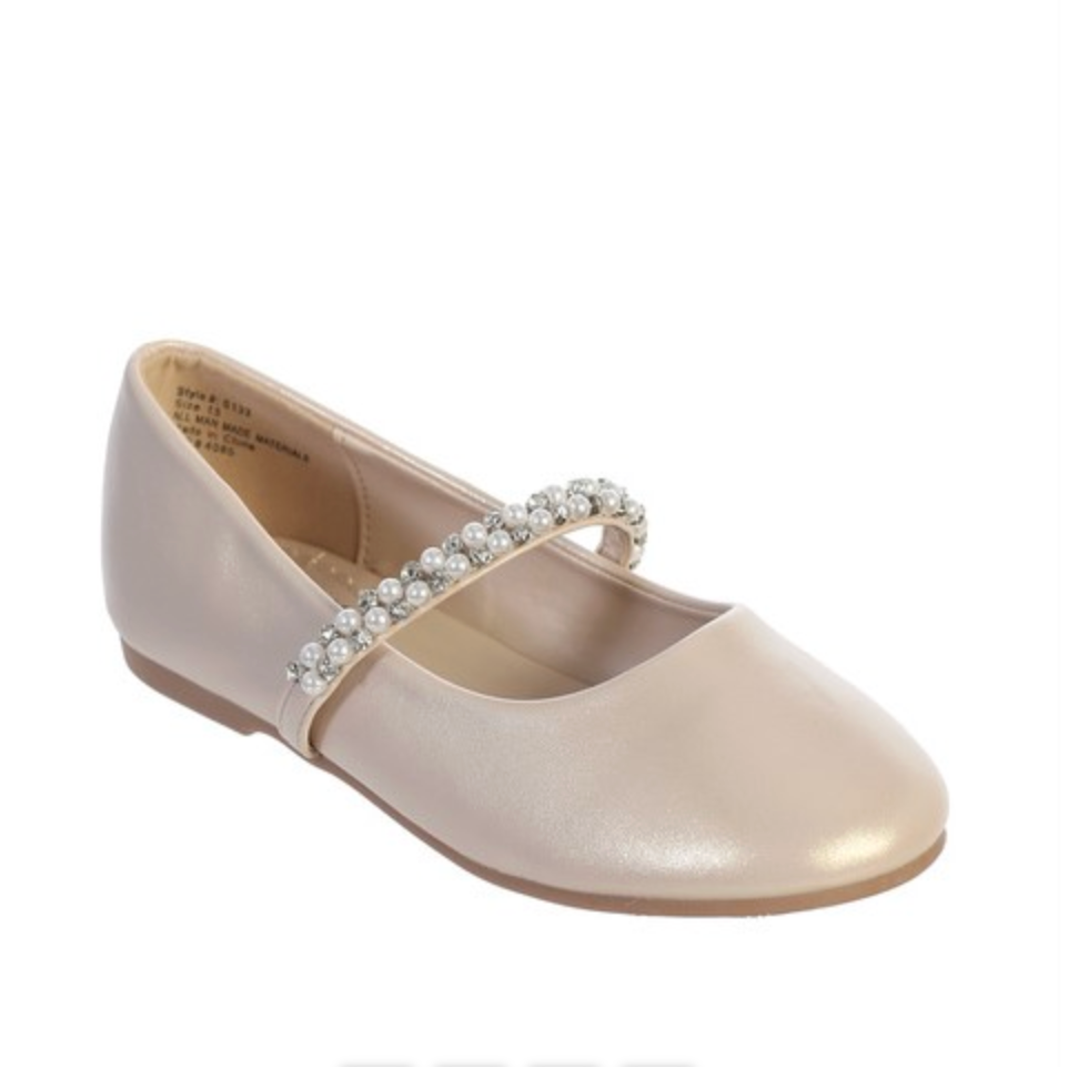 Soft Blush Maryjane with Pearl Strap