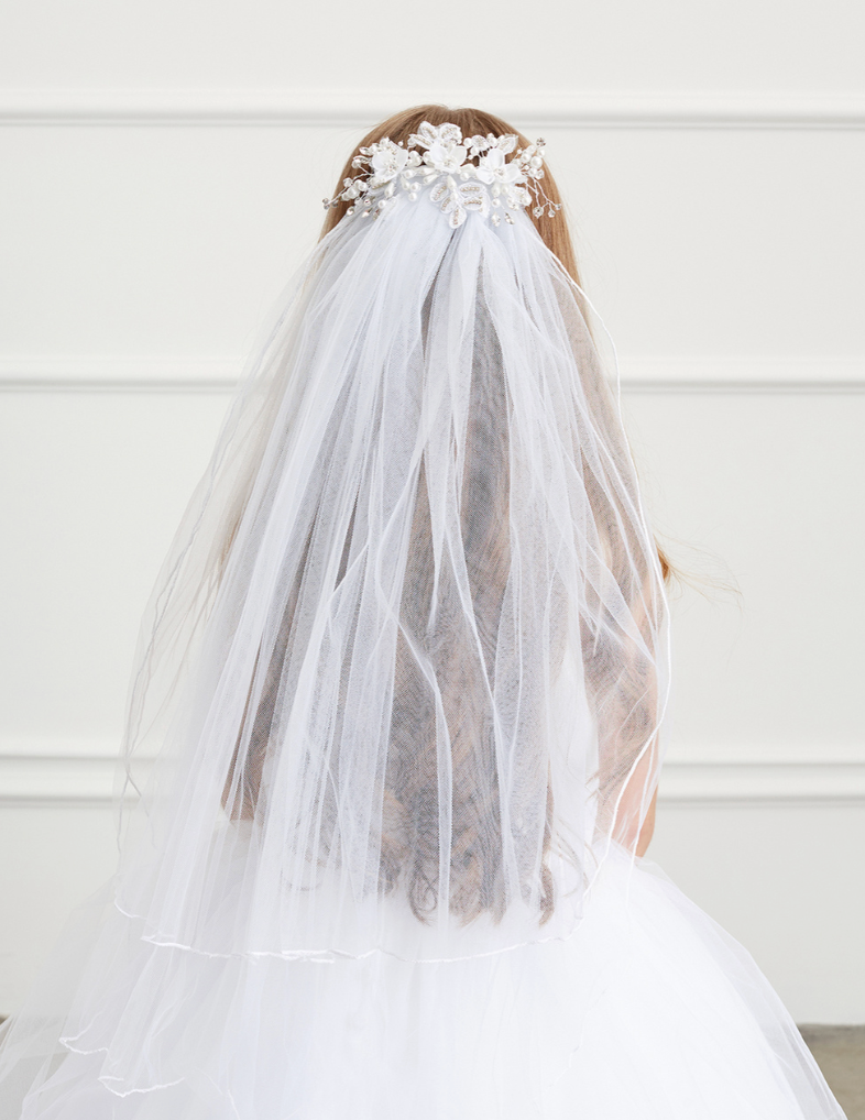 White Flower comb with Veil
