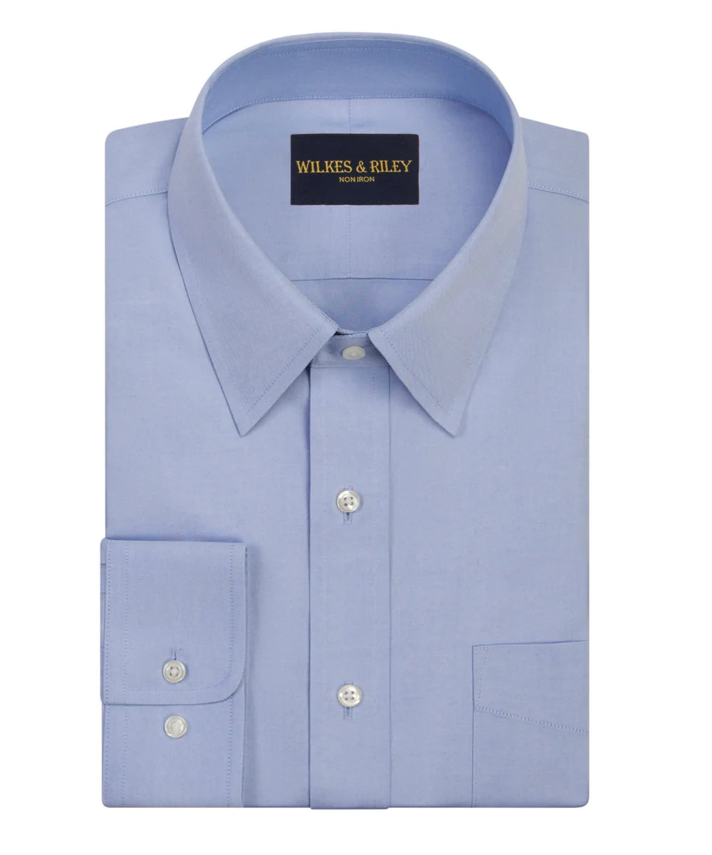 Men's Blue Solid Pinpoint Shirt WR