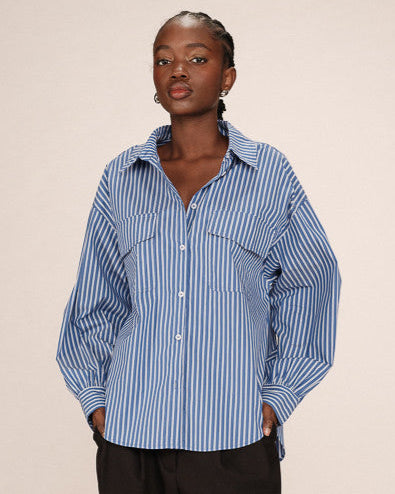 Sorbet Blue Stripe Oversize Shirt