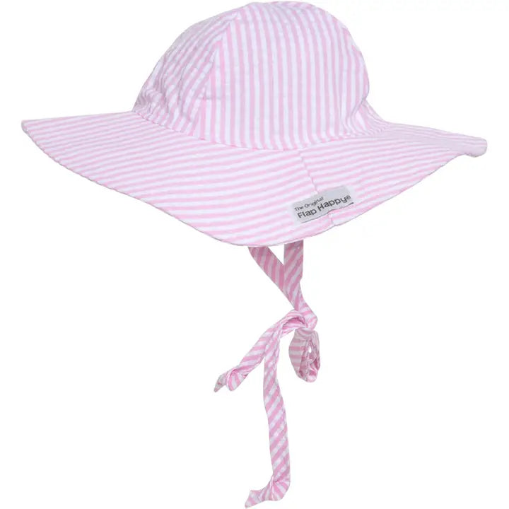Boy's/Girl's Kids UPF50+ Pink Stripe Seersucker Floppy Hat