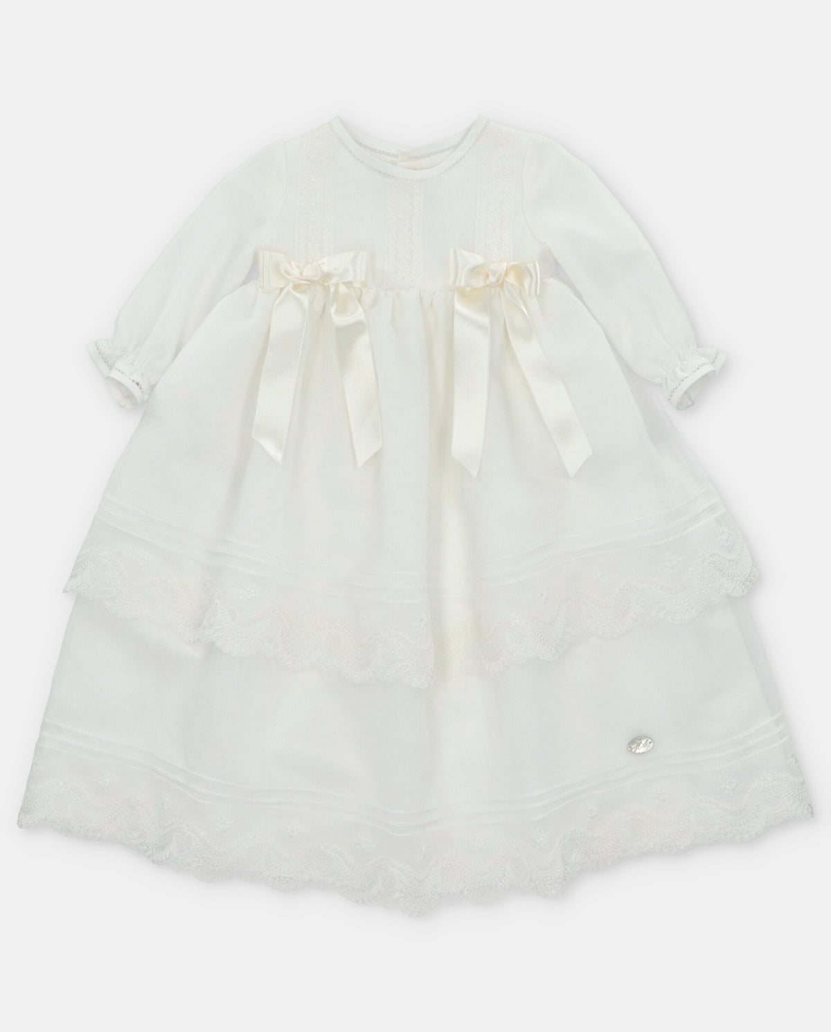 Girl's Organza Christening Gown Lace Inserts