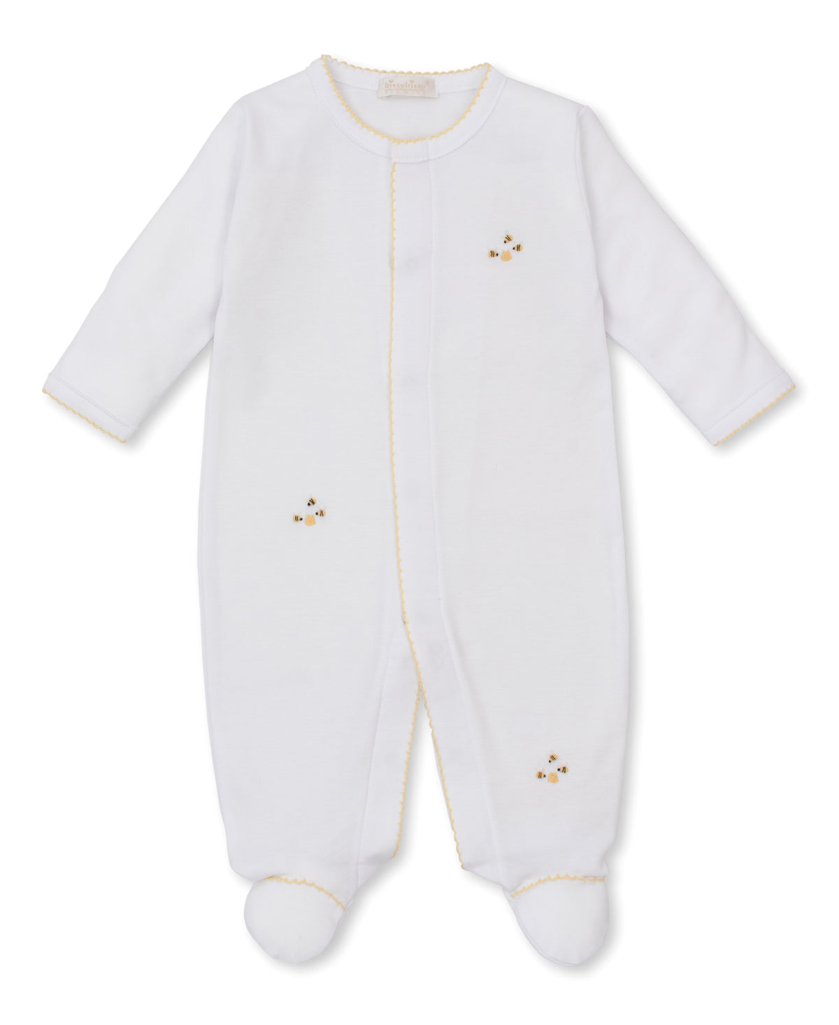 White Embroidered Bees Footie