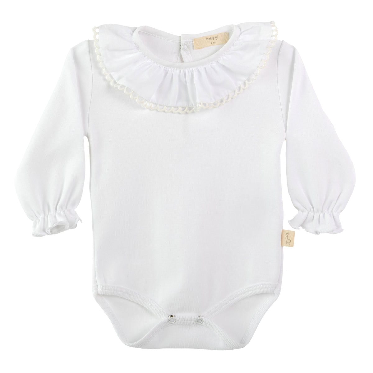 White Ruffle Collar Bodysuit
