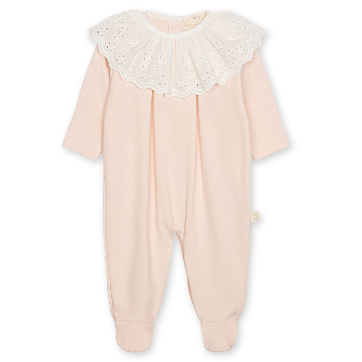 Peach Pima Footie Wide Eyelet Collar