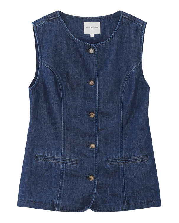 Vallon Denim Button Vest