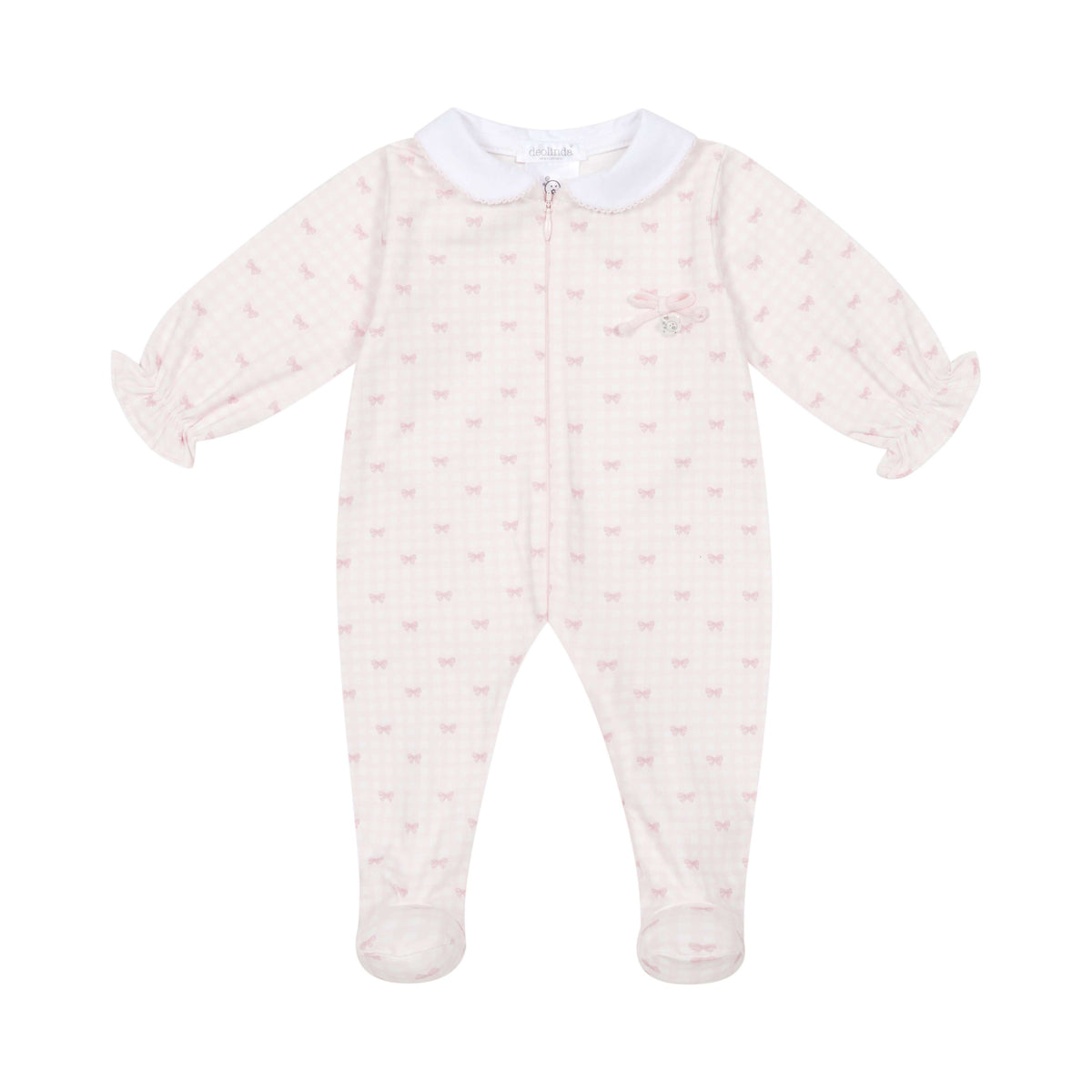 Pink Bow Zip Footie