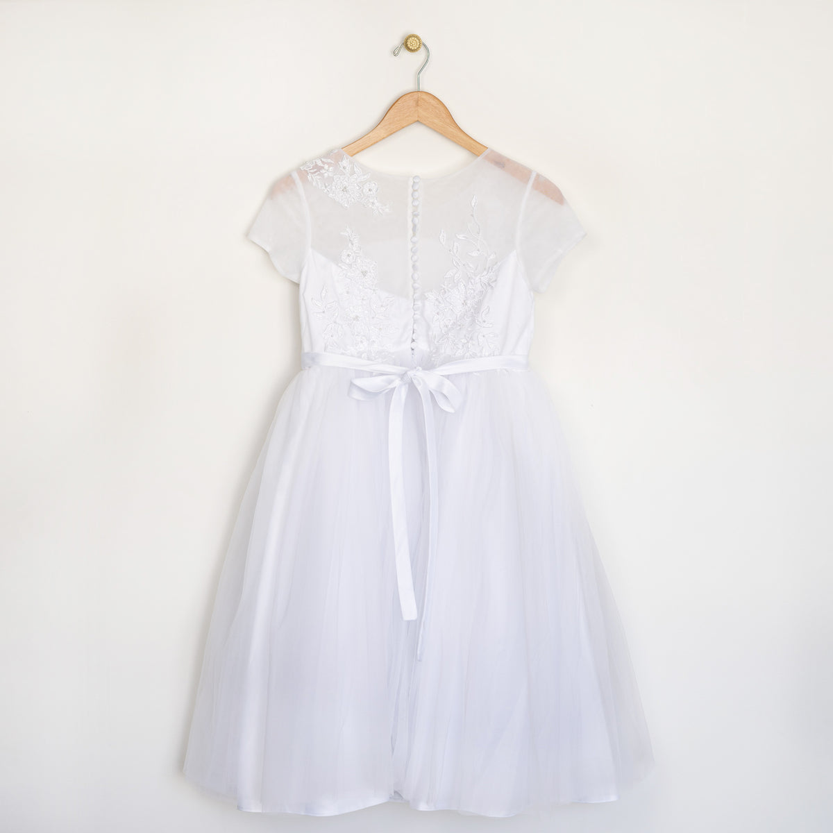Girl's Embroidered Pearl on Tulle Plus Size Dress